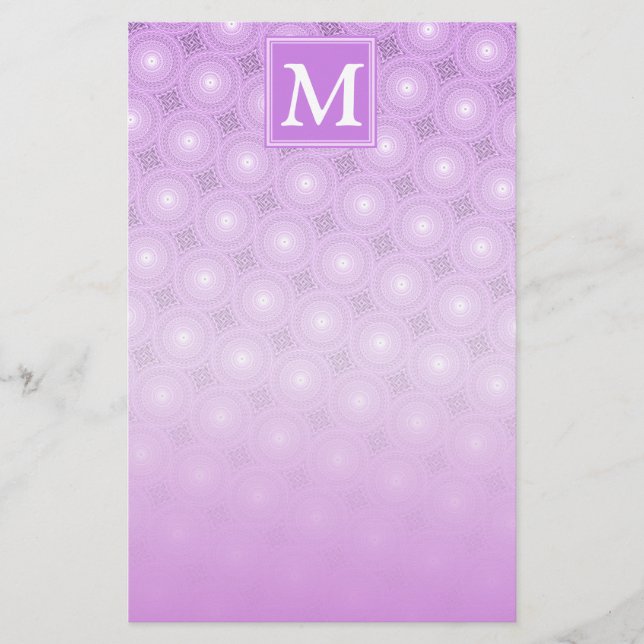 Papeterie Monogramme lilas cercles pourpres motif (Devant)