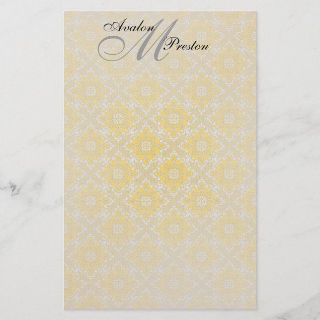 Papeterie Monogramme Mariage en dentelle jaune et noire (Devant)