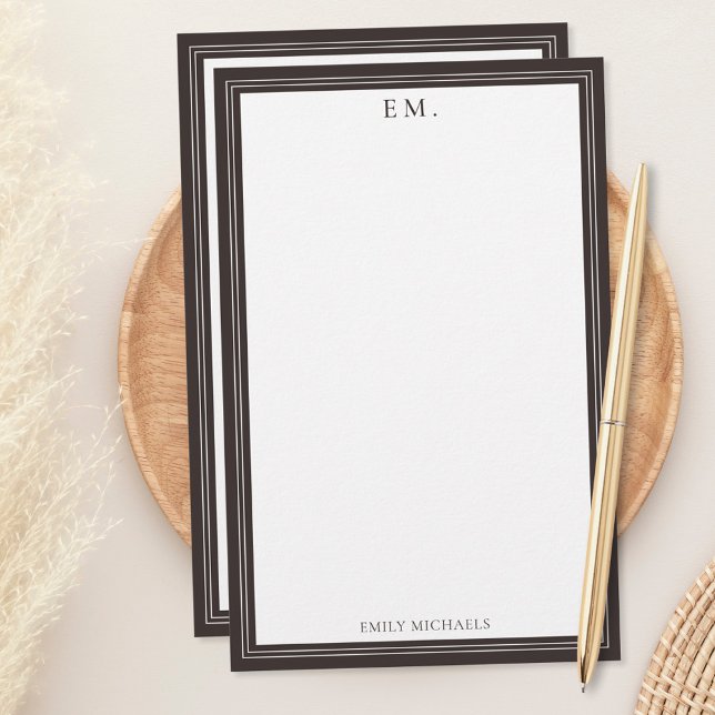 Papeterie Monogramme Marron Minimaliste (Créateur téléchargé)