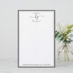 Papeterie Monogramme minimaliste classique Cadre gris de scr