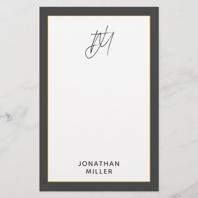 Papeterie Monogramme moderne gris foncé (Devant)