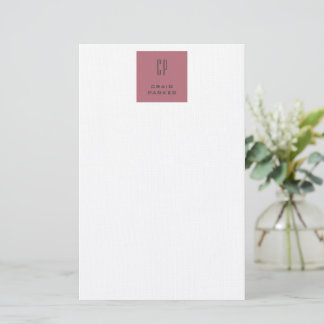 Papeterie Monogramme Moderne Or Rose Blanc Simple Profession