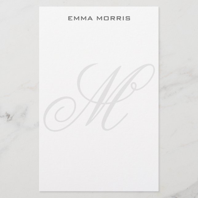 Papeterie Monogramme Moderne Simple Minimaliste Uni (Devant)