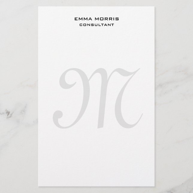 Papeterie Monogramme Moderne Simple Minimaliste Uni (Devant)