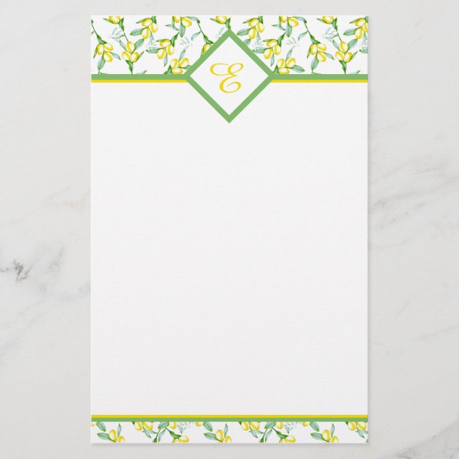 Papeterie monogramme motif citron (Devant)