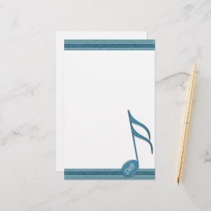 Papeterie Monogramme musique note et rayures dans les tons b