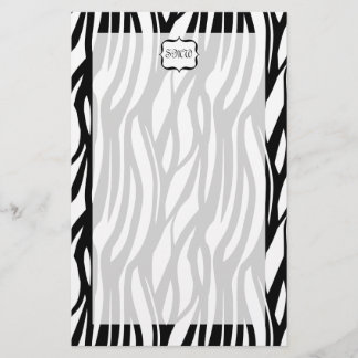 Papeterie Monogramme noir/blanc de zèbre