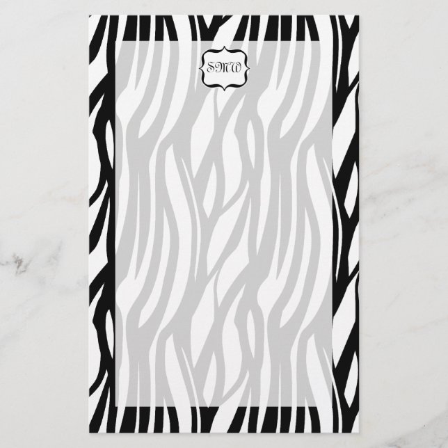 Papeterie Monogramme noir/blanc de zèbre (Devant)