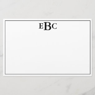 Papeterie Monogramme noir et blanc moderne classique