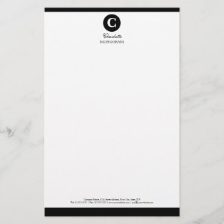 Papeterie Monogramme noir et blanc simple