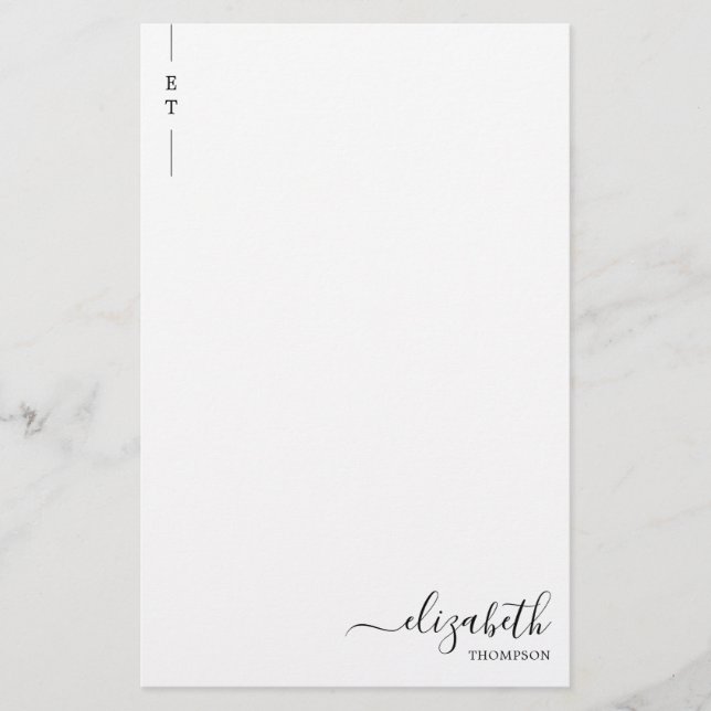 Papeterie Monogramme noir minimaliste simple initial (Devant)