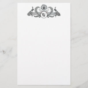 Papeterie Monogramme Paons Vintage