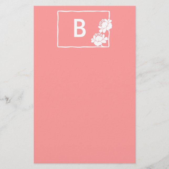 Papeterie Monogramme personnalisable Fleur Blanche (Devant)