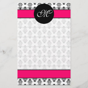 Papeterie Monogramme personnalisé de damassé de roses indi