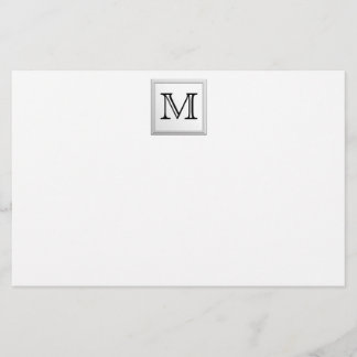Papeterie Monogramme personnalisé imprimé. Noir et Blanc.
