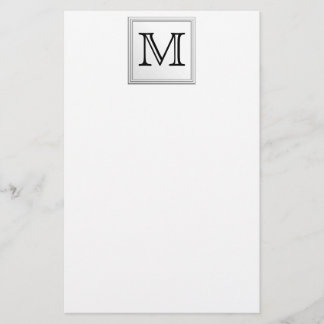 Papeterie Monogramme personnalisé imprimé. Noir et Blanc.