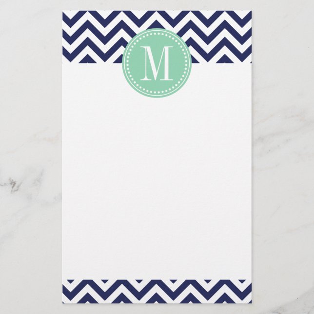 Papeterie Monogramme personnalisé par zigzag de Chevron de (Devant)
