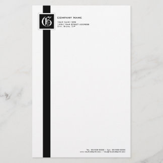 Papeterie Monogramme professionnel en bande noire et blanche