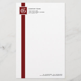 Papeterie Monogramme professionnel en bande rouge, noire et