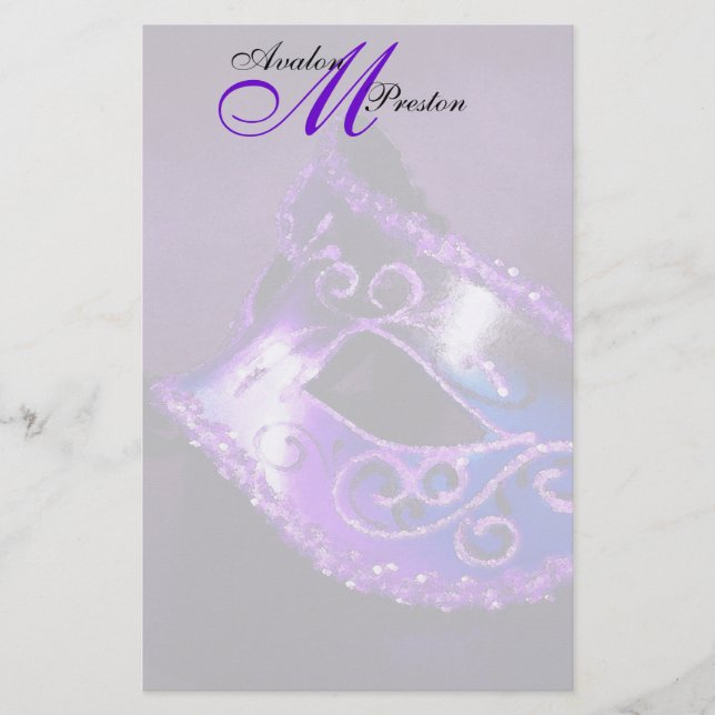 Papeterie Monogramme Purple Masquerade Mariage (Devant)