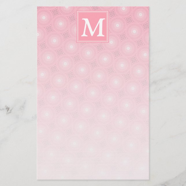 Papeterie Monogramme rose cercles motif (Devant)