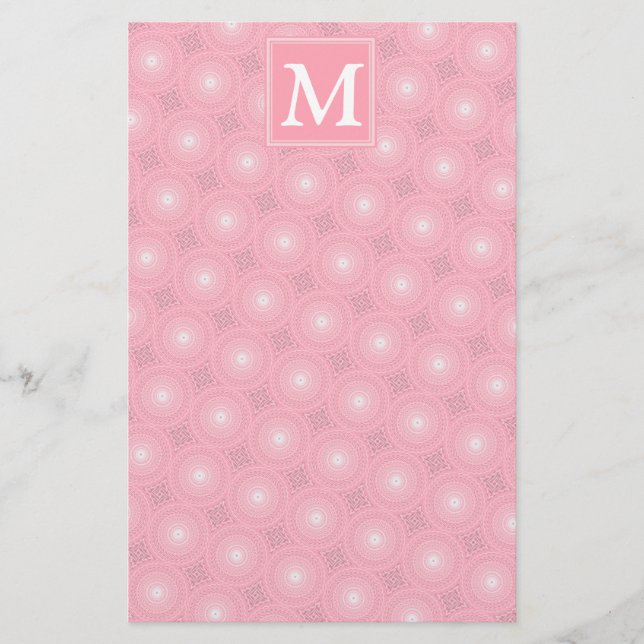 Papeterie Monogramme rose cercles motif (Devant)