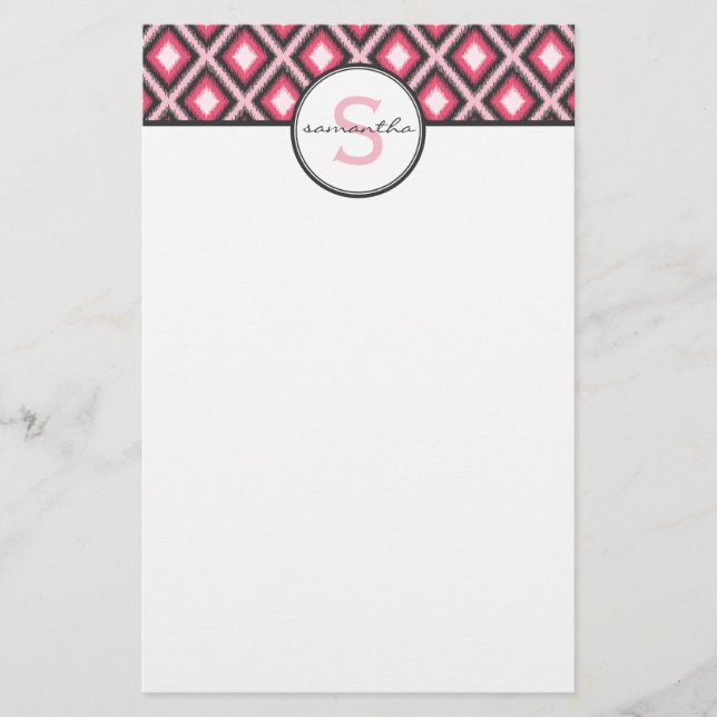 Papeterie Monogramme rose d'Ikat (Devant)