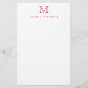 Papeterie Monogramme rose vif simple et moderne