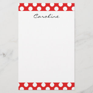 Papeterie Monogramme Rouge Blanc tendance Motif de point Pol
