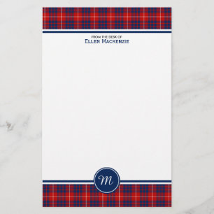 Papeterie Monogramme rouge et bleu de clan de Hamilton de