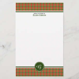 Papeterie Monogramme rouge et jaune de tartan de clan de