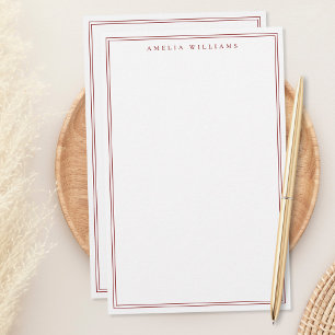 Papeterie Monogramme Rouge Minimaliste Deux Bordures