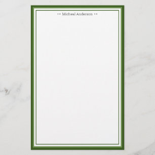 Papeterie Monogramme Simple Bordure Verte Classique Personna