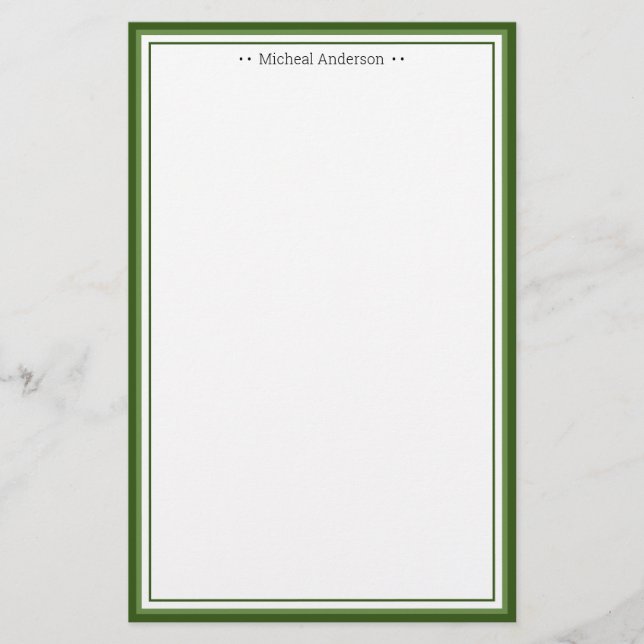 Papeterie Monogramme Simple Bordure Verte Classique Personna (Devant)
