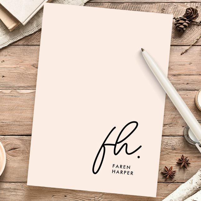Papeterie Monogramme | Simple moderne Blush Pink personnalis (Créateur téléchargé)