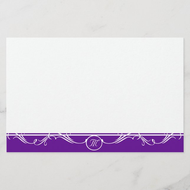 Papeterie Monogramme simple orange violet (Devant)