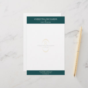Papeterie Monogramme Turquoise Moderne Élégante Entreprise