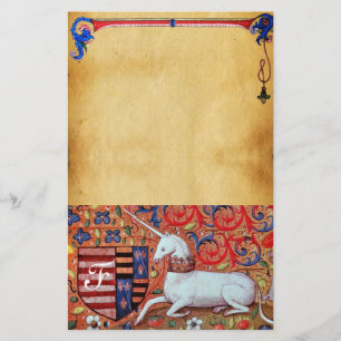 PAPETERIE MONOGRAMME UNICORN PARCHEMENT FLORAL BROWN