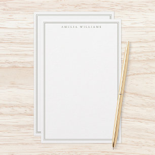 Papeterie Monogramme vert olive minimaliste deux bordures