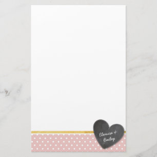 Papeterie MONOGRAS poka point chalkboard coeur bébé rose