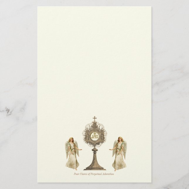 Papeterie Monstrance eucharistique avec Chalice et Anges (Devant)