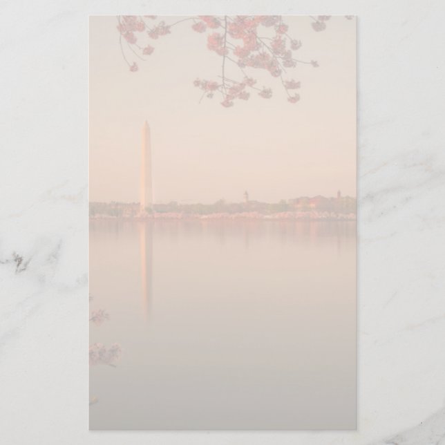 Papeterie Monument de Washington Sakura au coucher du soleil (Devant)