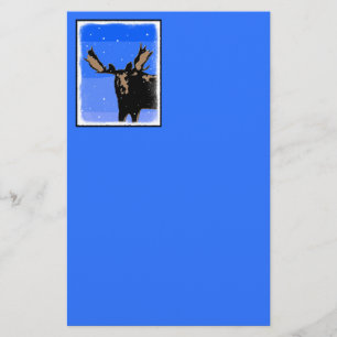 Papeterie Moose en hiver - Art original de la faune