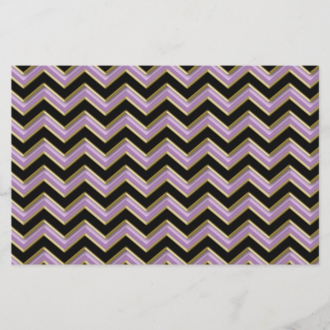 Papeterie Motif Amethyst Gold Black Zigzag (Devant)