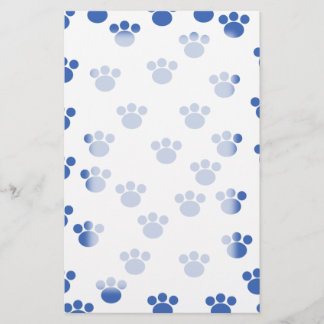 Papeterie Motif animal d'empreinte de patte. Bleu et blanc