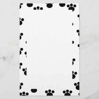 Papeterie Motif animal d'empreinte de patte. Noir et blanc.