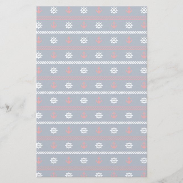 Papeterie Motif blanc et bleu rouge d'océan (Devant)