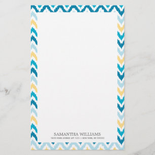 Papeterie Motif bleu Jaune Zigzag Ikat
