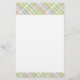 Papeterie Motif carreaux bleu clair vert tendre rose blush