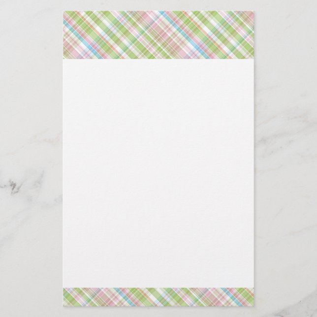 Papeterie Motif carreaux bleu clair vert tendre rose blush (Devant)